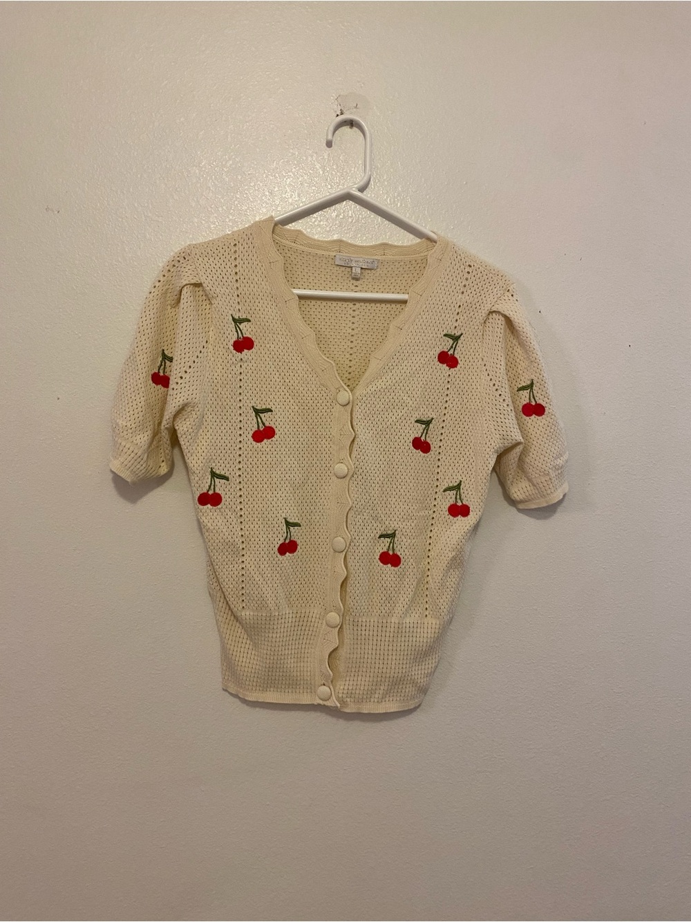 Simply Southern Cream Cherry Knit Cardigan